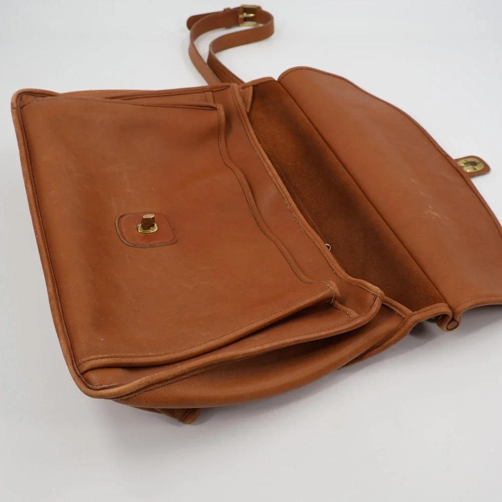 Coach Beekman Briefcase Mens Large British Tan Vintage Leather Bag 5266 USA